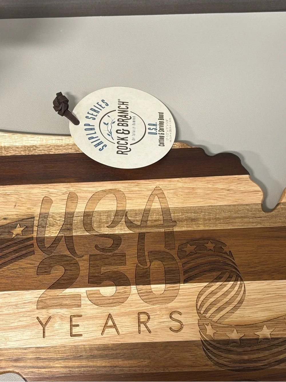 USA 250 Year Anniversary Wooden Cutting/Serving Board - Natural Wood